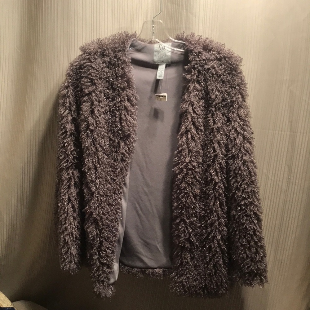 Full Tilt Faux Fur Jacket - Gray. NWT